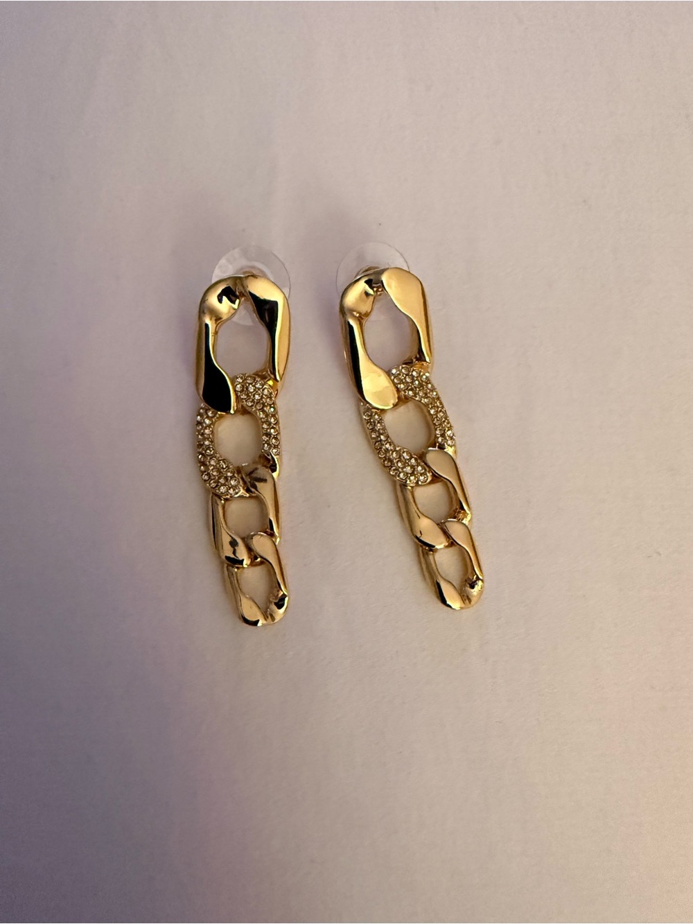 BaubleBar Gold Pavé Chain-Link Drop Earrings